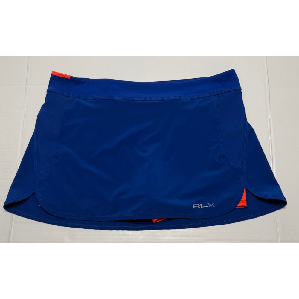 RLX Ralph Lauren Womens Royal Blue Orange Athletic Golf Tennis Skort Large